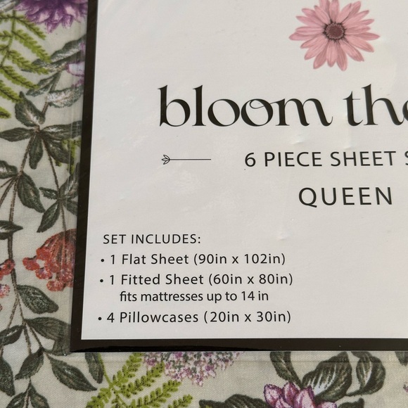 NIP BLOOM THEORY Floral 6 Piece Queen Sheet Set - Picture 3 of 8